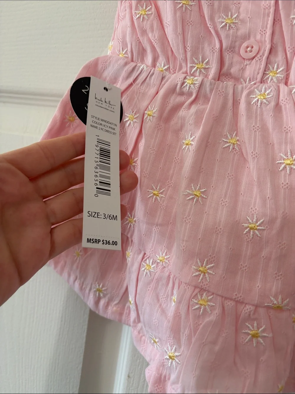 NWT Nicole Miller New York Pink Embroidered Baby Dress